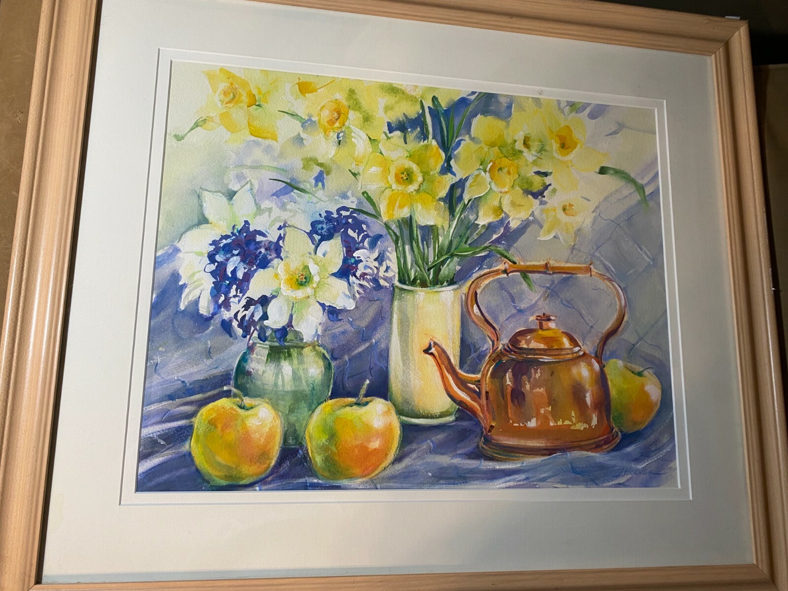 Joseph Hoover (b1939) «Copper Kettle» Watercolor And Acrylic Painting – Framed