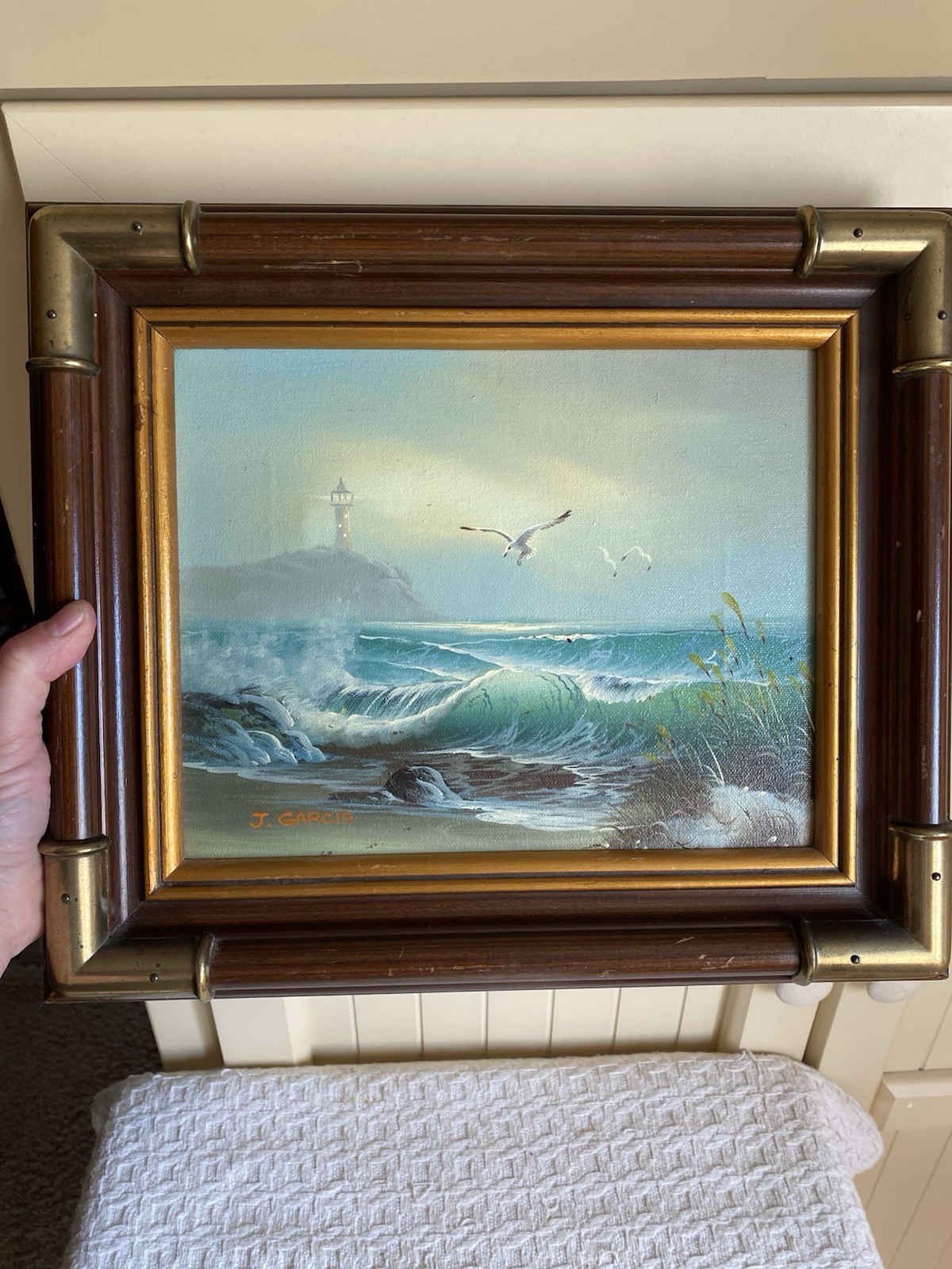 VTG J GARCIA Oil On Canvas Coastal Seascape Mexico Authentic Framed Picture