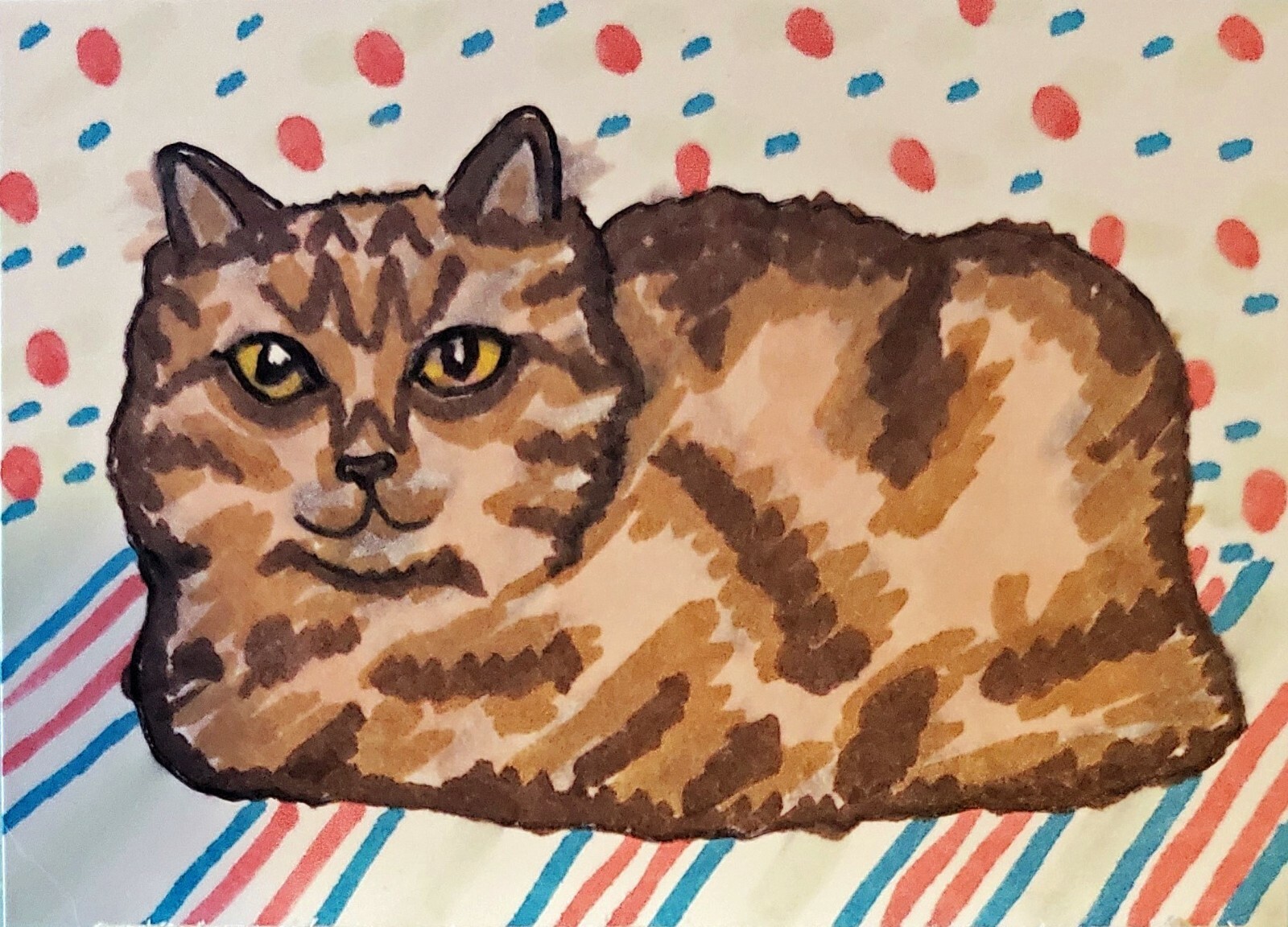 British Longhair Collectible Cat ACEO Original Miniature Art Painting 2.5 x 3.5