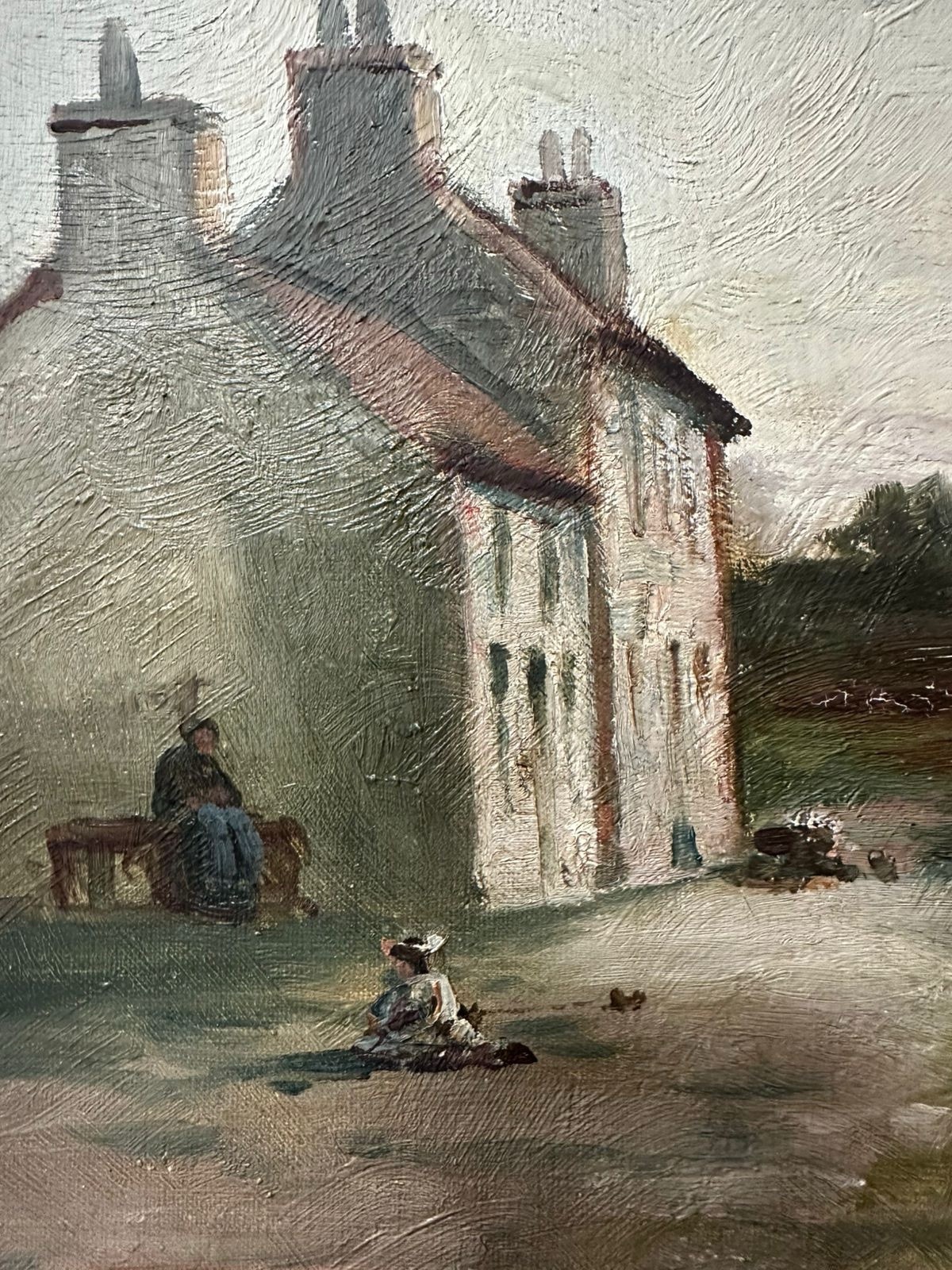 Scottish School (Late 19Th Cen-ry) : Sunset With Figures , Oil On Canvas ,Signed