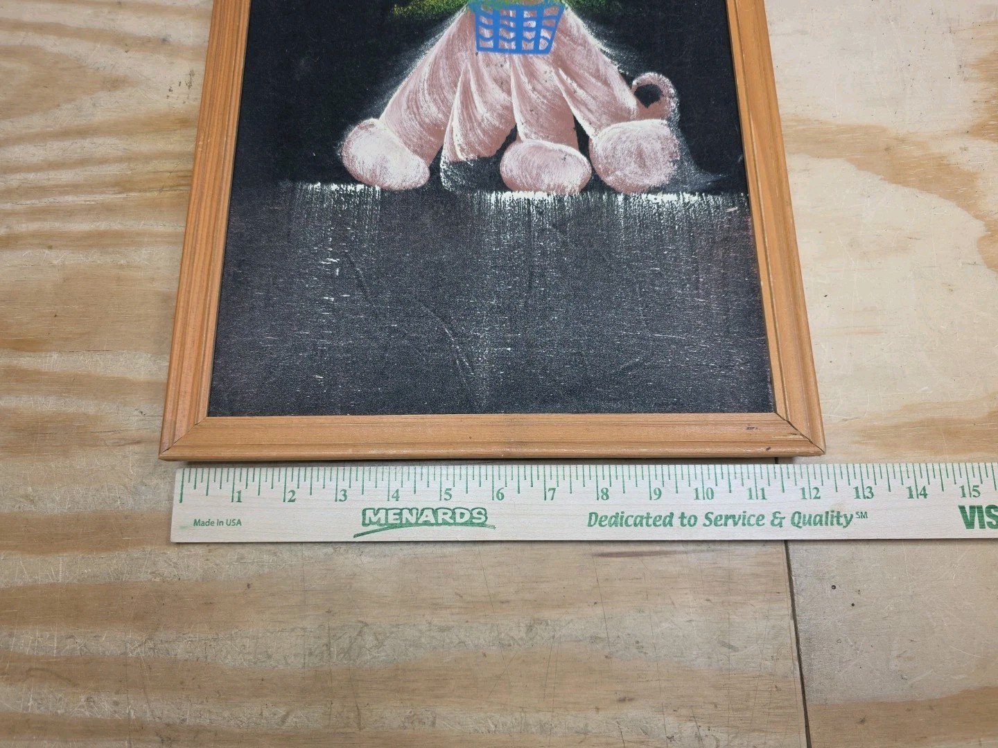 Vintage Velvet Painting Frame Dog Pink Poodle Kitsch Basket & Bow’s 70s Retro