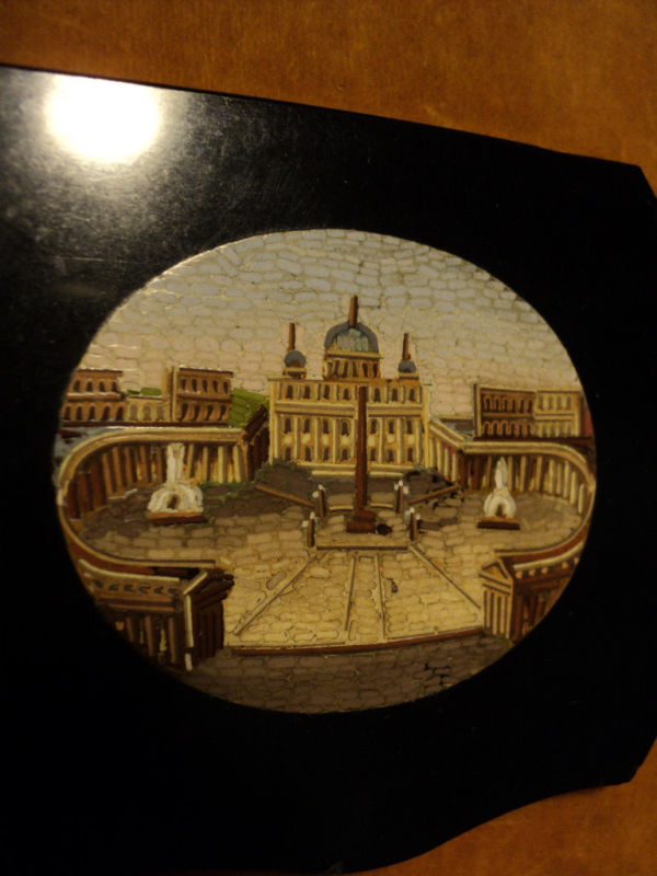 BEAUTIFUL GRAND TOUR MICRO MOSAIC PLAQUE – ROMAN SCENE