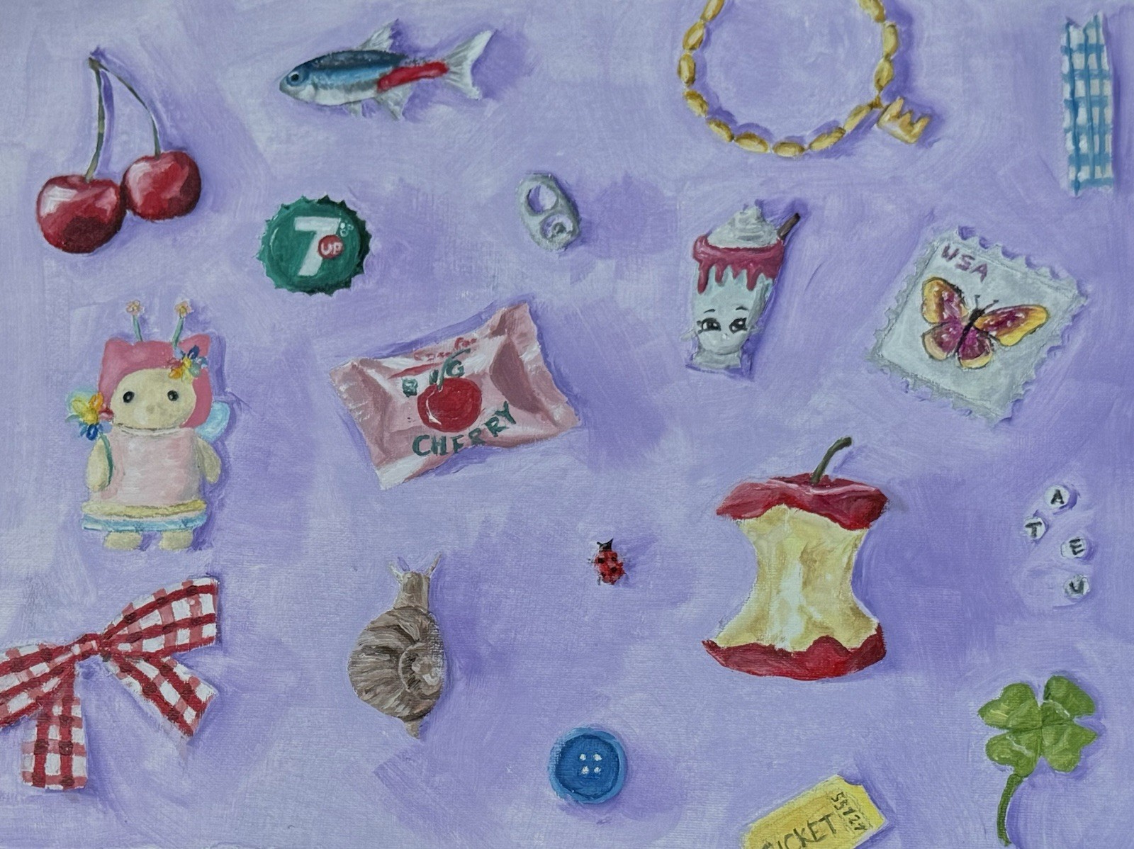 Trinket Oil Painted Collage Original.