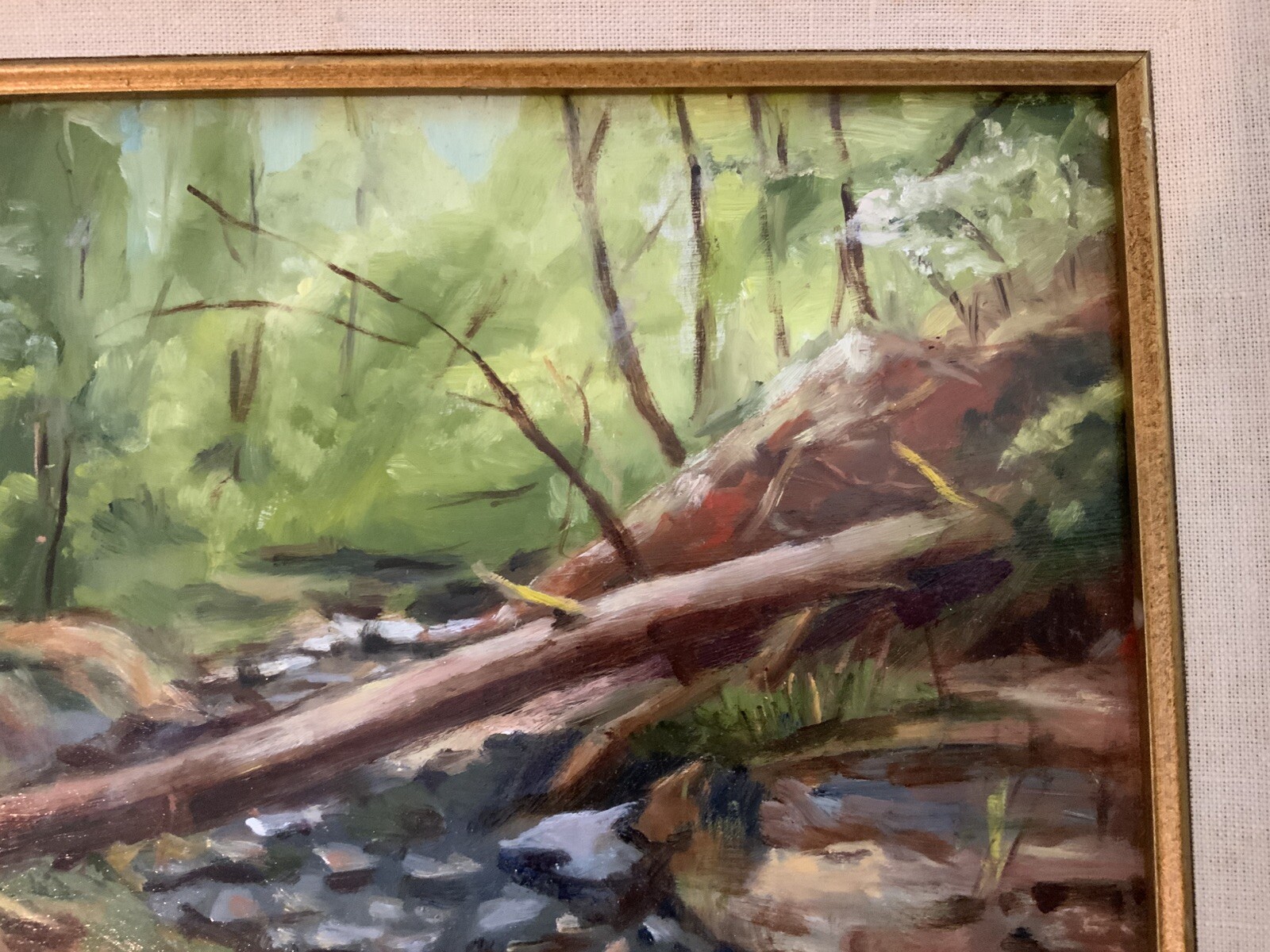 A Schatz Fallen Tree at Avalon Oil Painting 9.5” x 7.5”