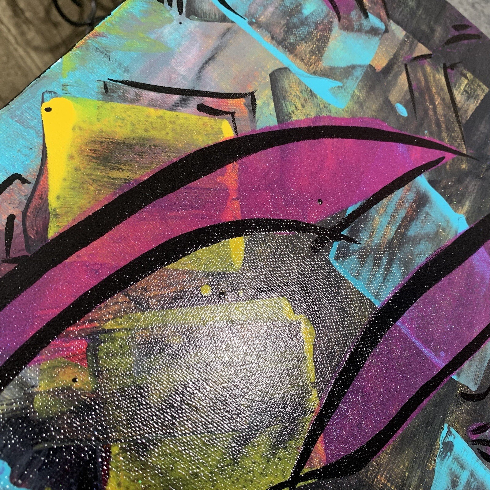 Original 11” X 14” Abstract Graffiti Style Art Acrylic Painting On Canvas Panel