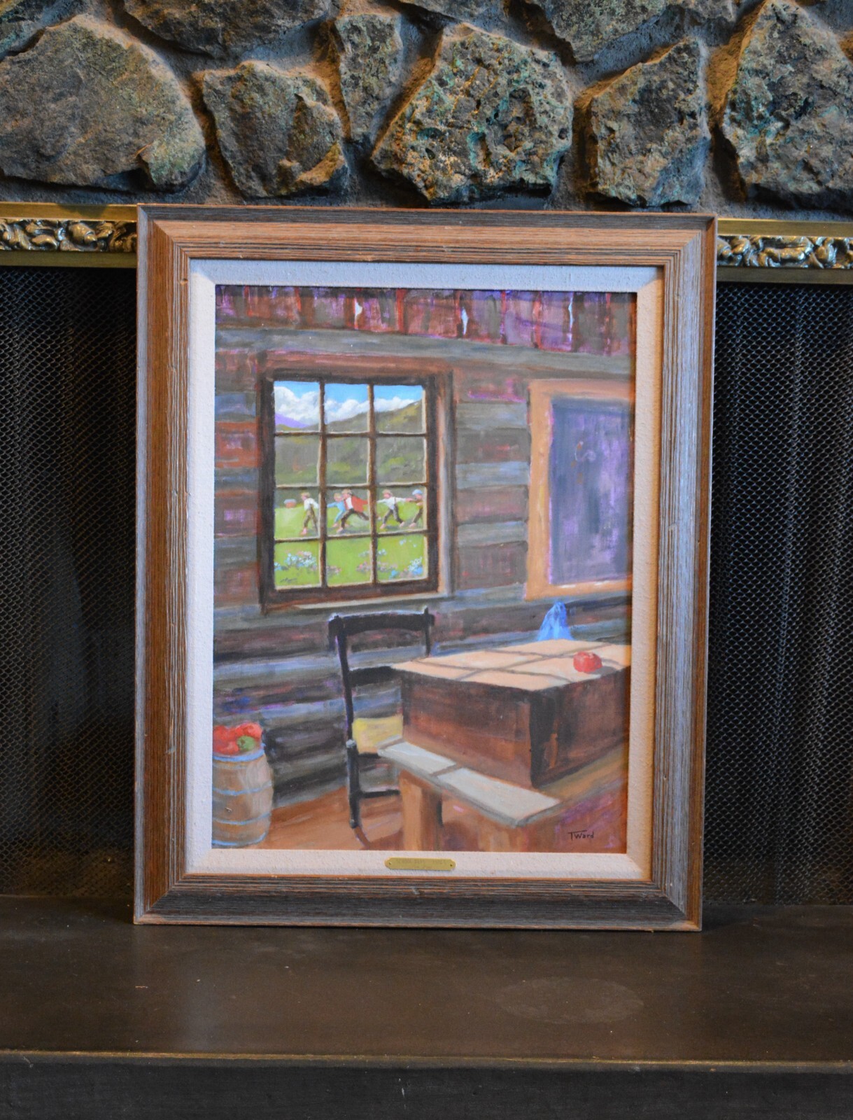 Tom Ward – Oil Painting of Sharlot Hall Log School House 1870s – Prescott AZ