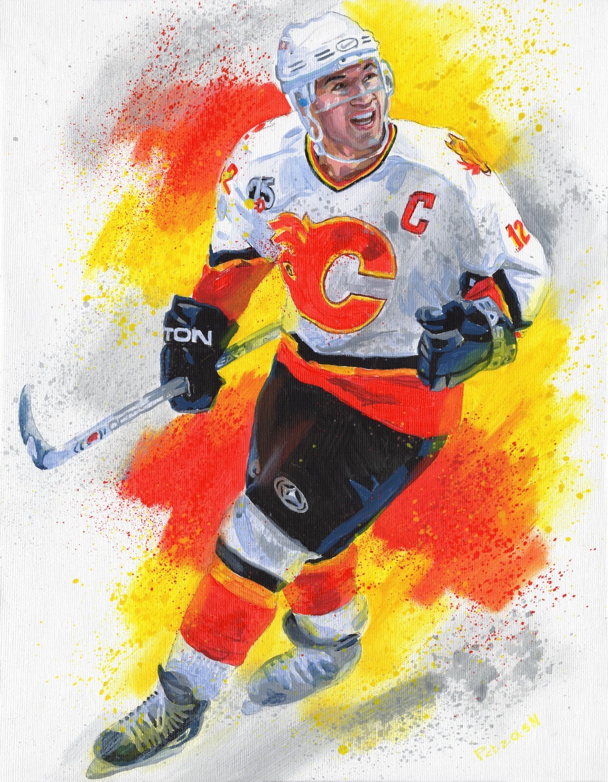 Jarome Iginla NHL Hockey Calgary Flames Original Acrylic Oil Painting Art