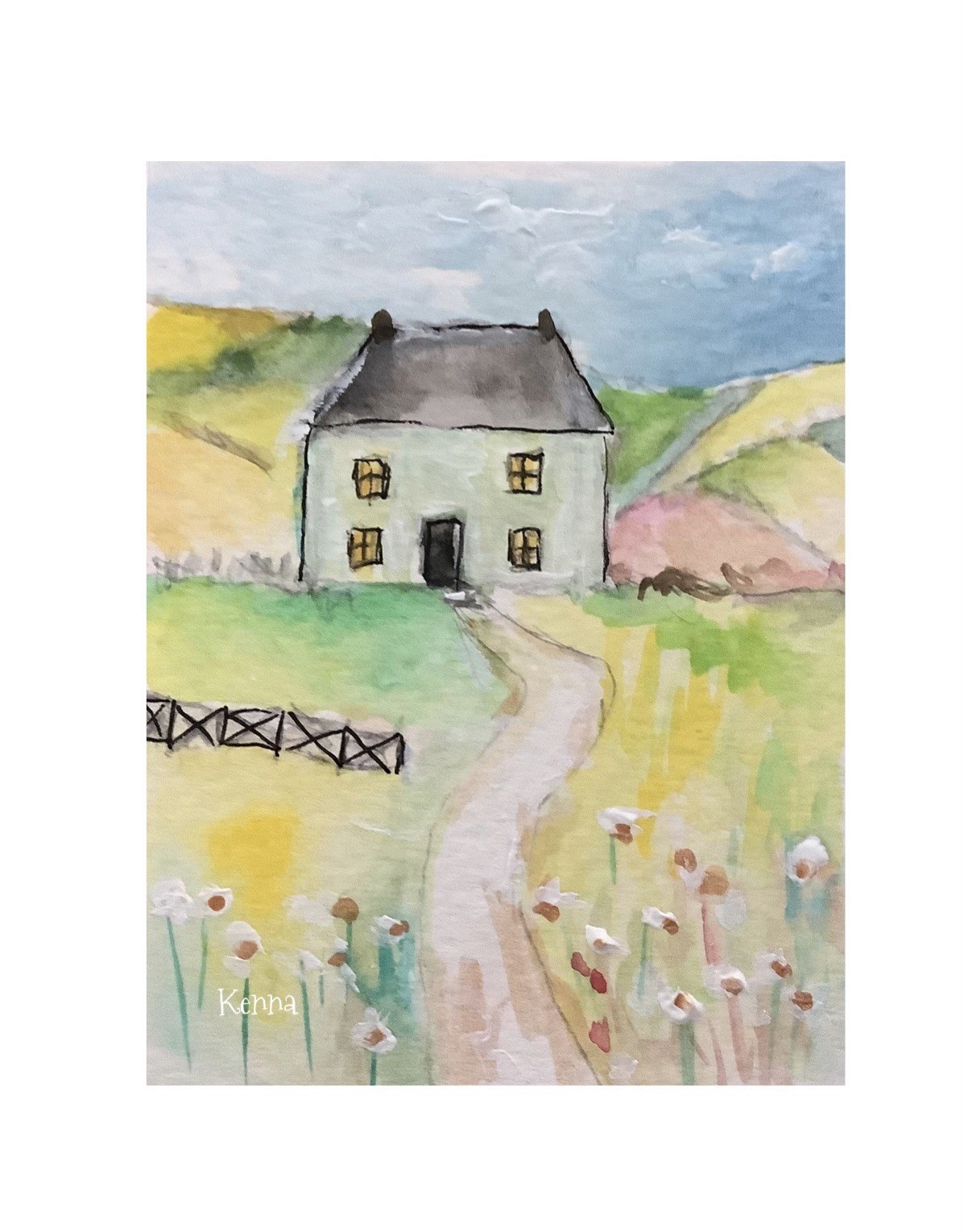 ACEO Painting By Kenna Art Cottage 2.5” X 3.5” Signed Original ÀTC
