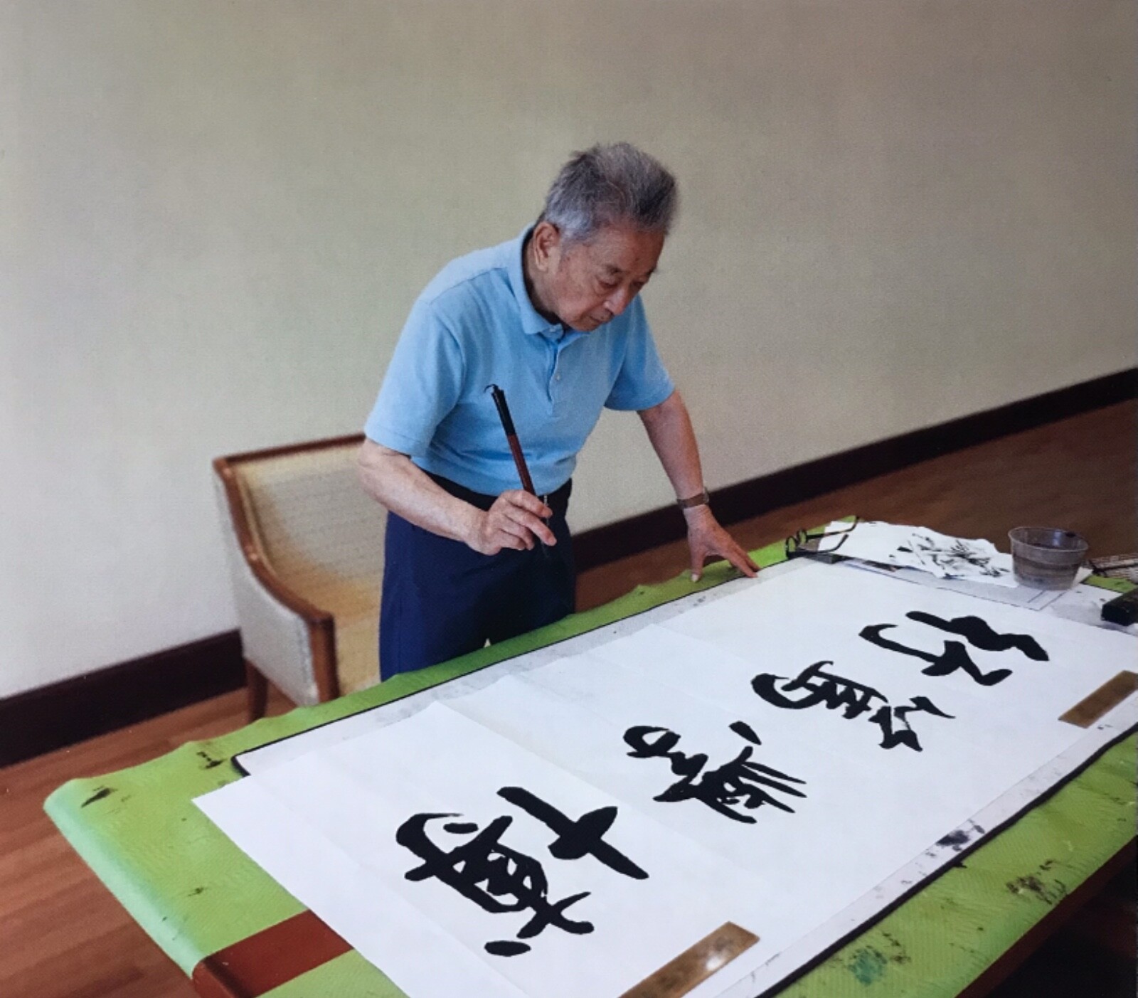 Chinese Calligraphy by Mingde Sun 孙明德 书法 张继 枫桥夜泊 Size 27” x 13.5” (69cm x 34cm)