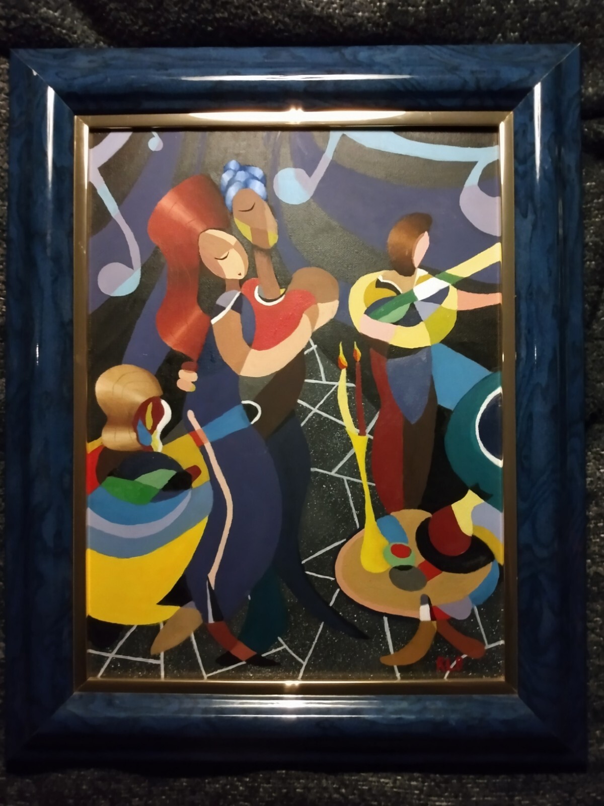Painted Copy of Roni Stretch «Dancing At The Roxy» Framed Serigraph .