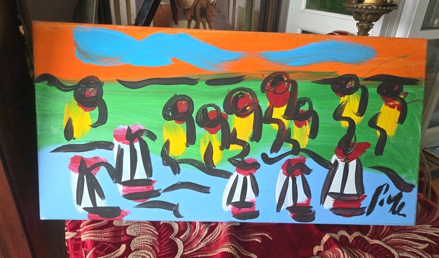Peter Keil Abstract Acrylic Painting, Signed Circa 1970s-90s