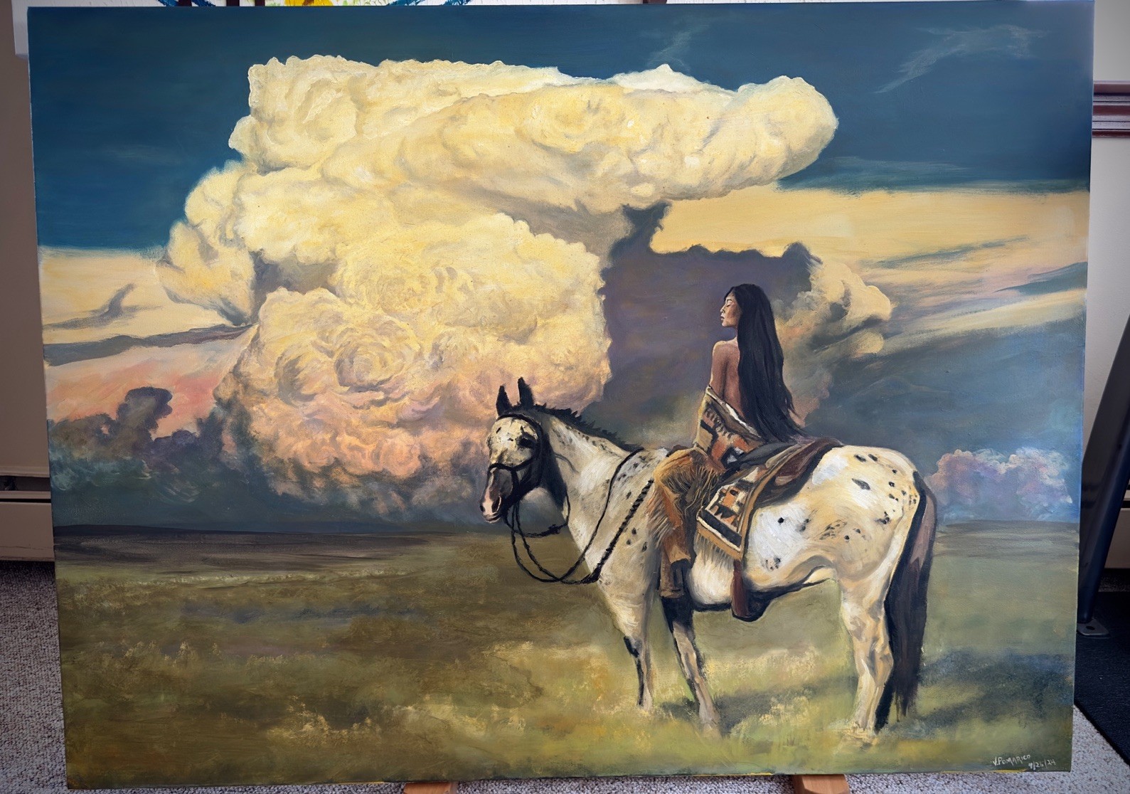 “The Quiet Before The Storm” Oil on Canvas Original Painting Native American Art