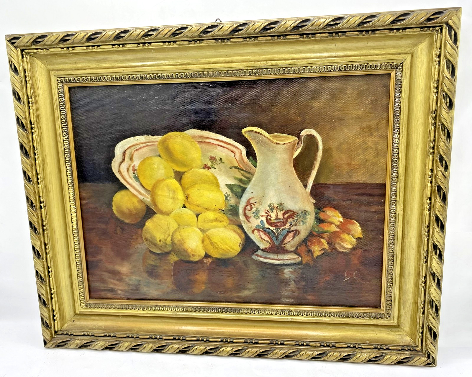 Antique french framed oil painting signed L.O. Mid-1900’s