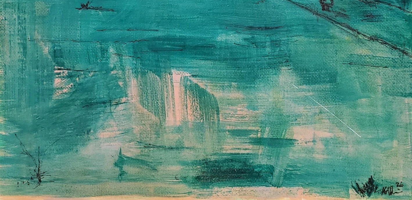 No.682 Original Abstract Minimal Landscape Painting By K.A.Davis