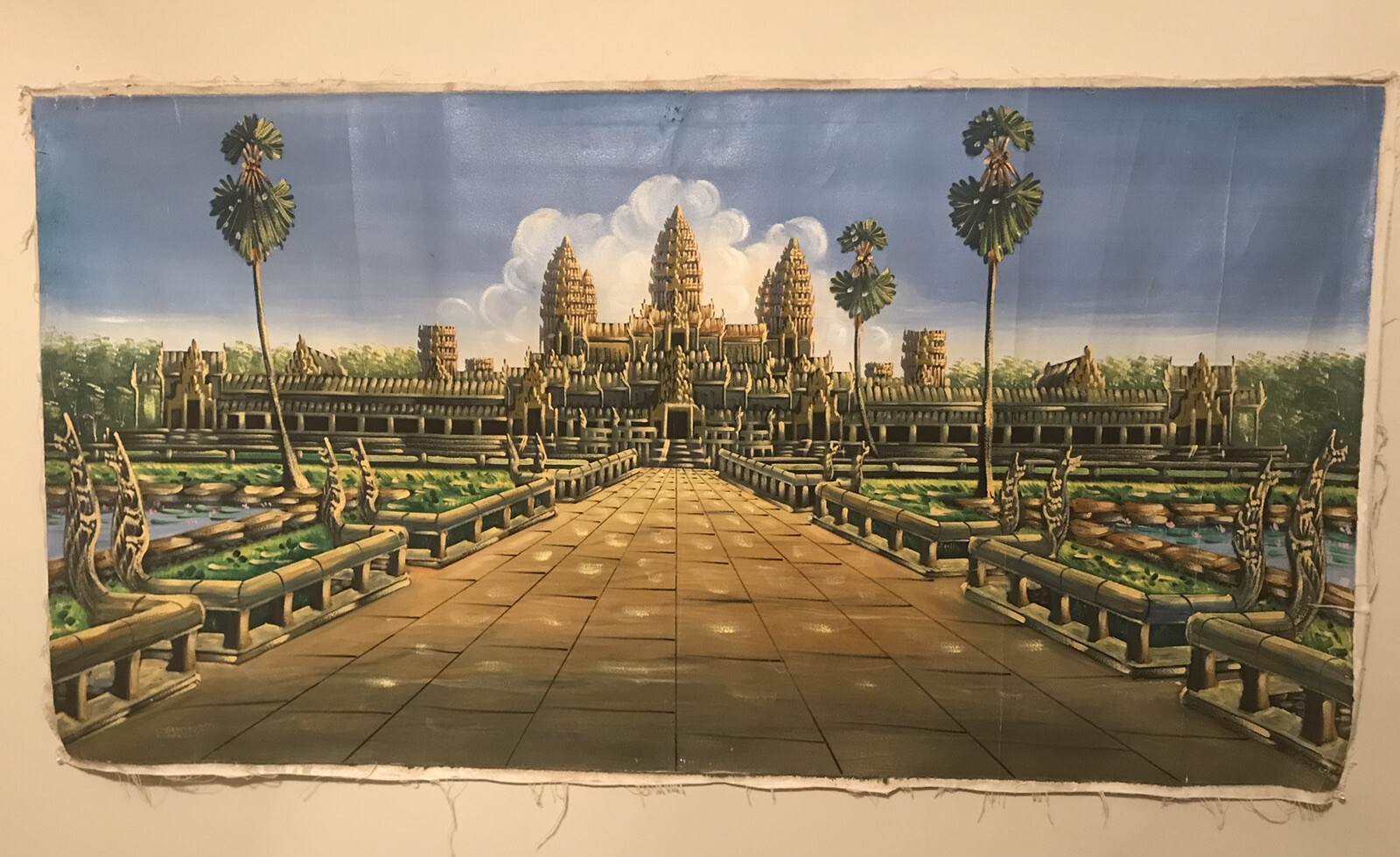 ASIA Cambodian Khmer Acrylic Paint scenery Angkor Wat Art Authentic Artist NA