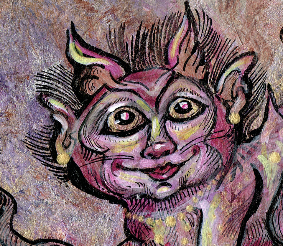 NFAC Art Fantasy Creature Friendly Pink Manticore Monster 4″ X 6» TBARTSARTIST