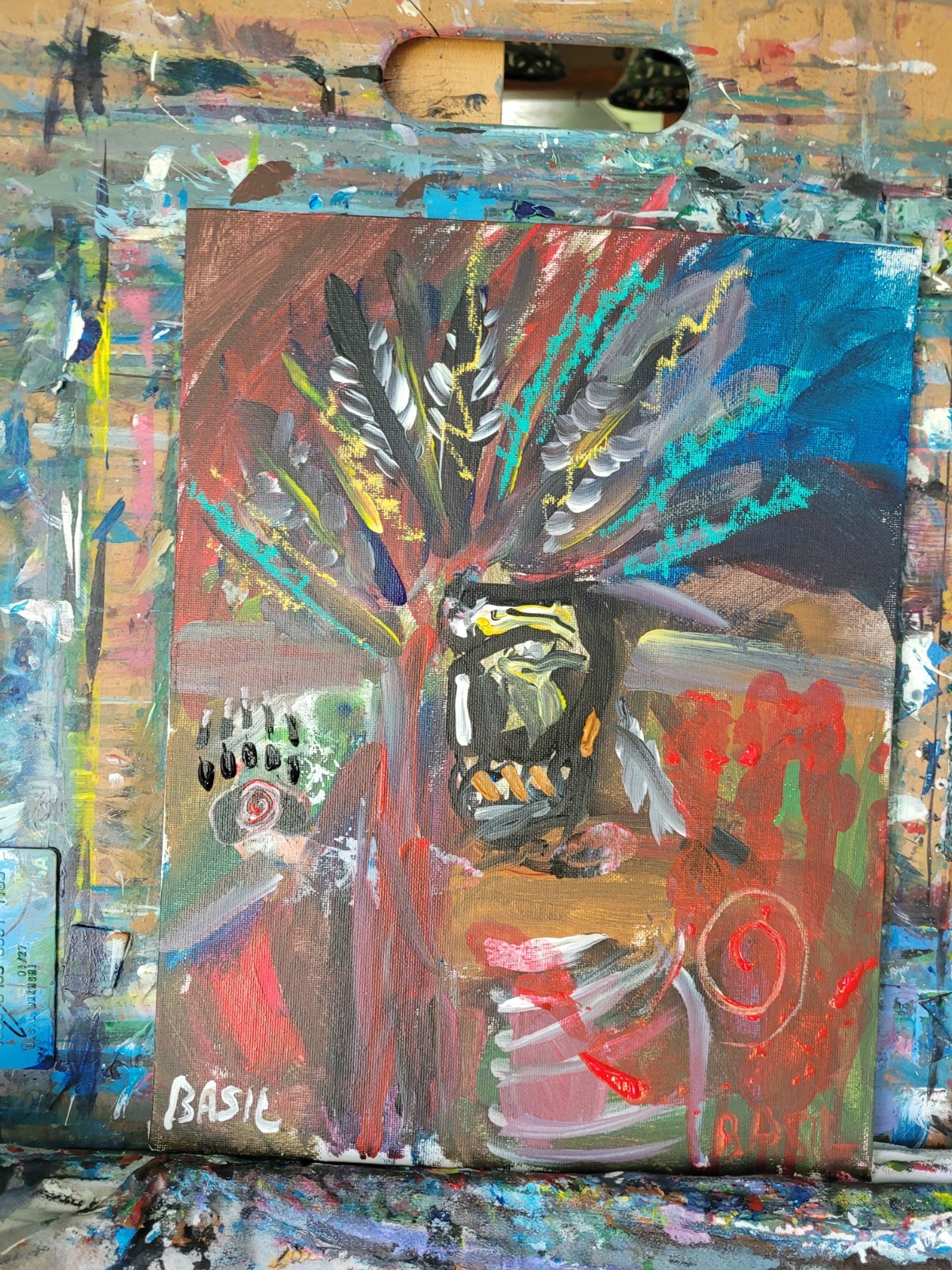 Warrior Red Road Unique Abstract Expressionism Wall Art Canvas Board 11×14