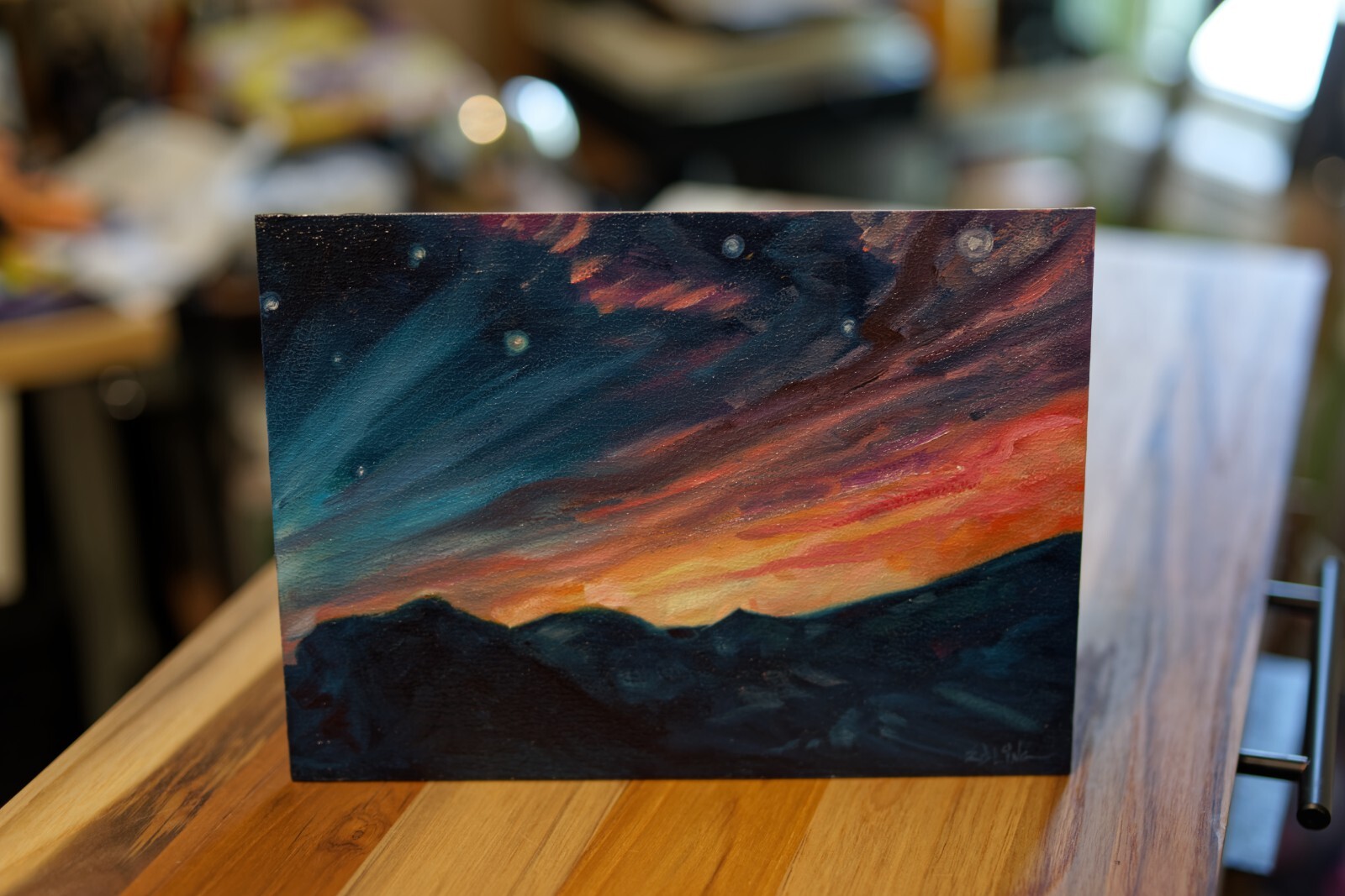 Arizona Landscape Oil painting Nature Art Sunset Night Sky
