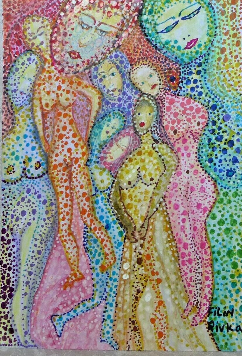Original Painting13 X 9 Inch Acryl Color+markers On Canvas Directly From Artist