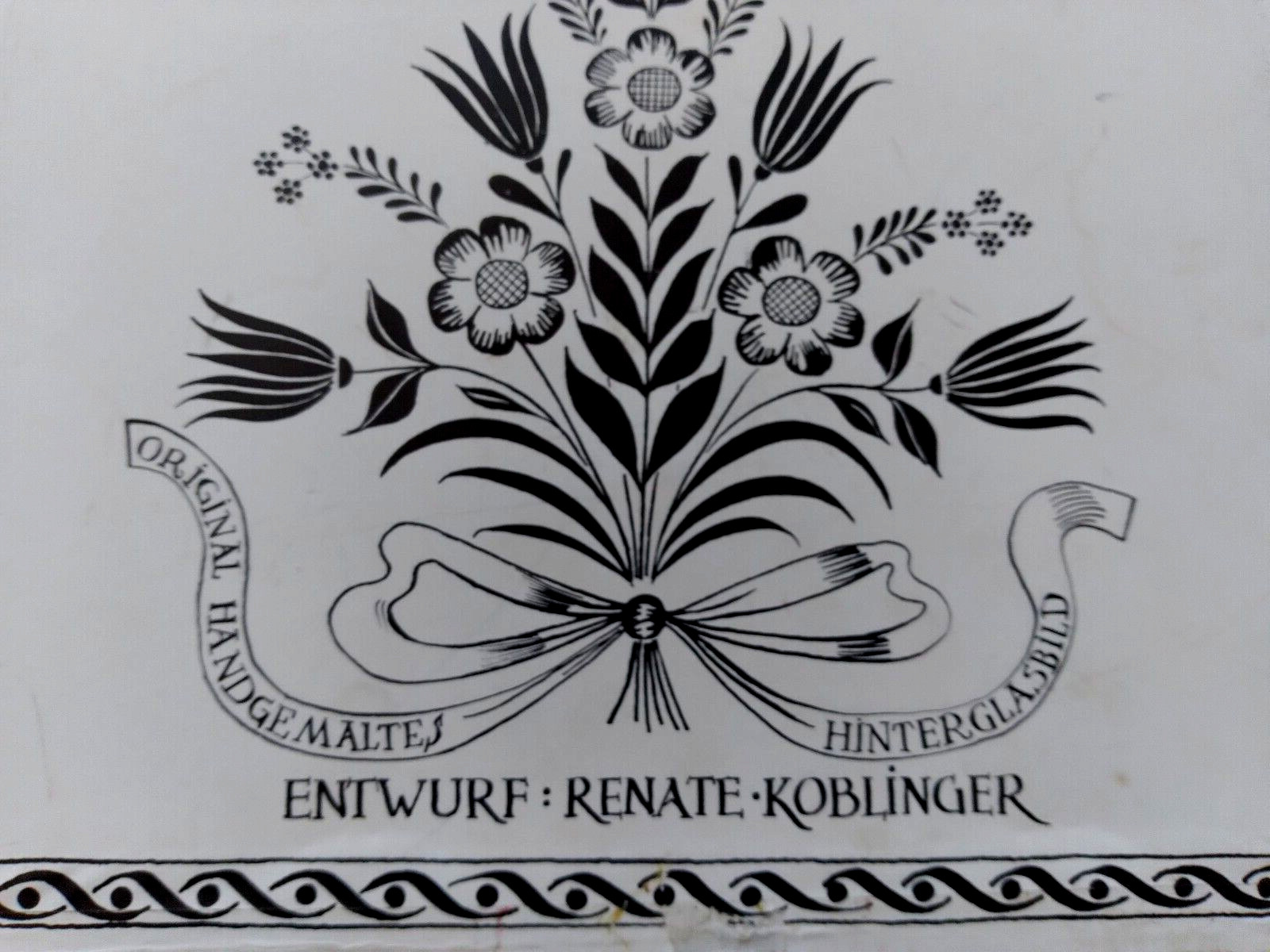 Vintage Framed, Handgemaltes Hinterglasbild, Entwurf:Renate:Kobinger