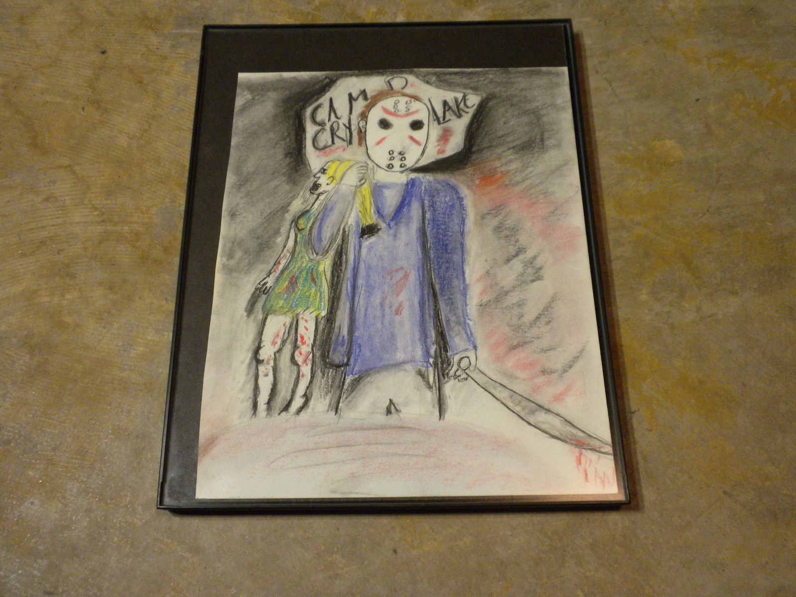 Hand Drawn Art Jason Vorhees In A 13″ x 10″ Glass Front MCS Format Frame