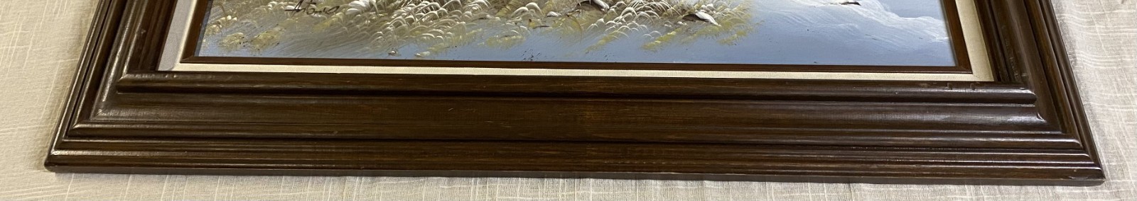 Vintage Painting Seashore Ocean Sandy Beach Landscape Original Art Framed 26×31