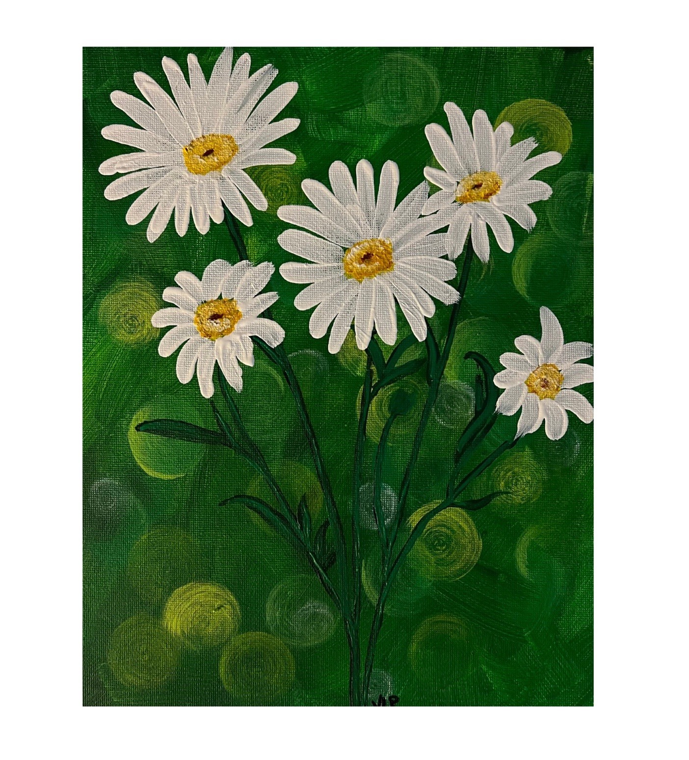 Five Daisies Floral Art VLP Original Acrylic 8×10” Canvas Panel Signed COA