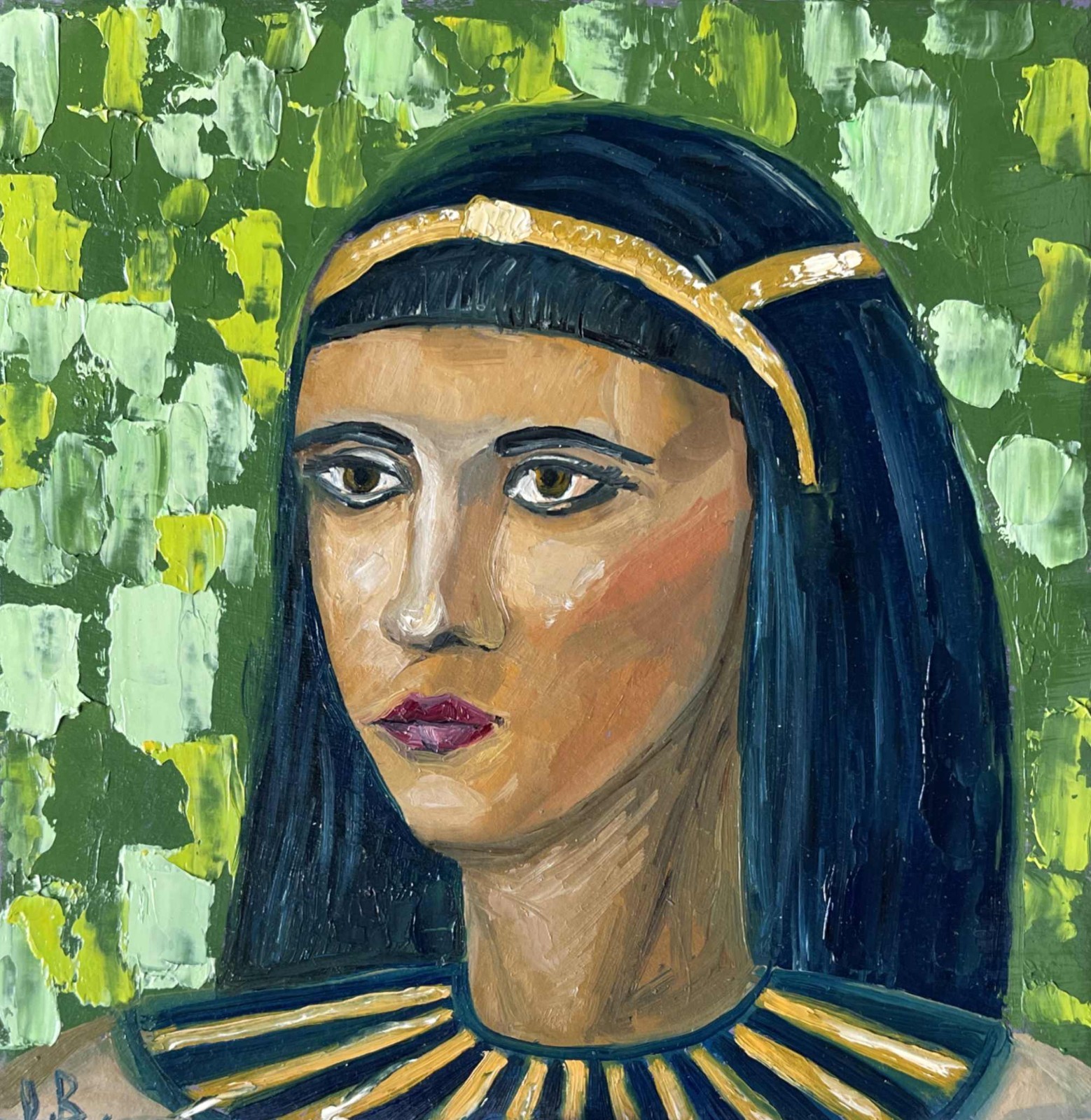 Cleopatra Painting Original Art Impasto Oil Painting Egyptian Queen 8×8″