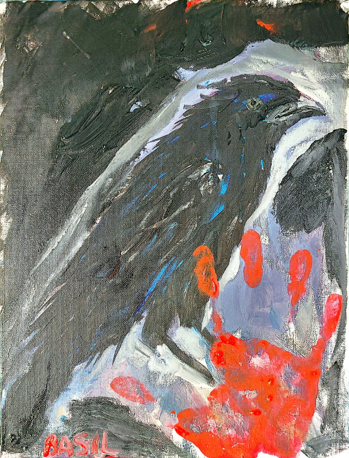 Raven Red Road Unique Abstract Expressionism Wall Art Canvas Board 11×14