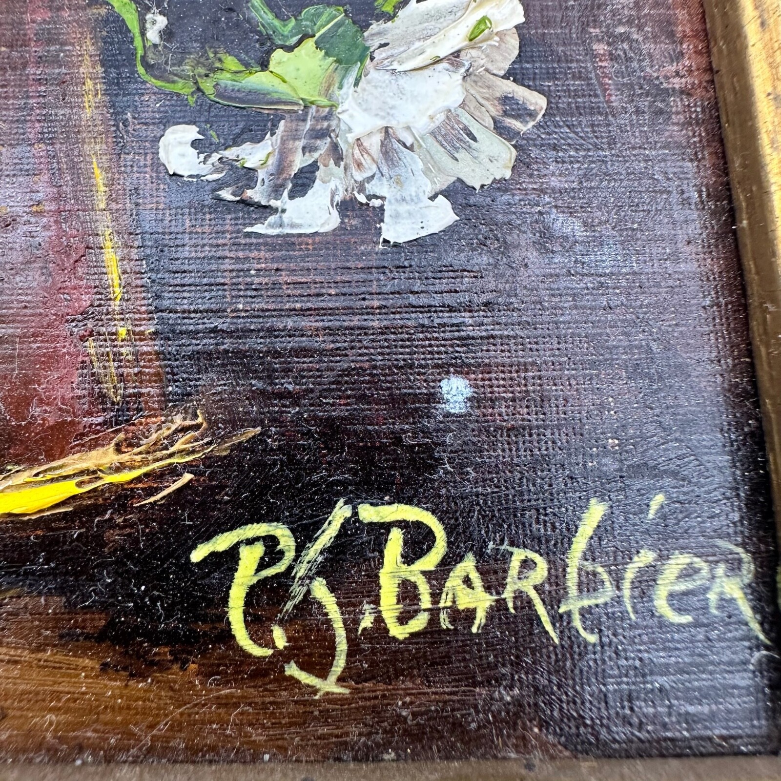 Vintage Oil Painting Floral Bouqet Signed and in Frame P.J. Barbieri