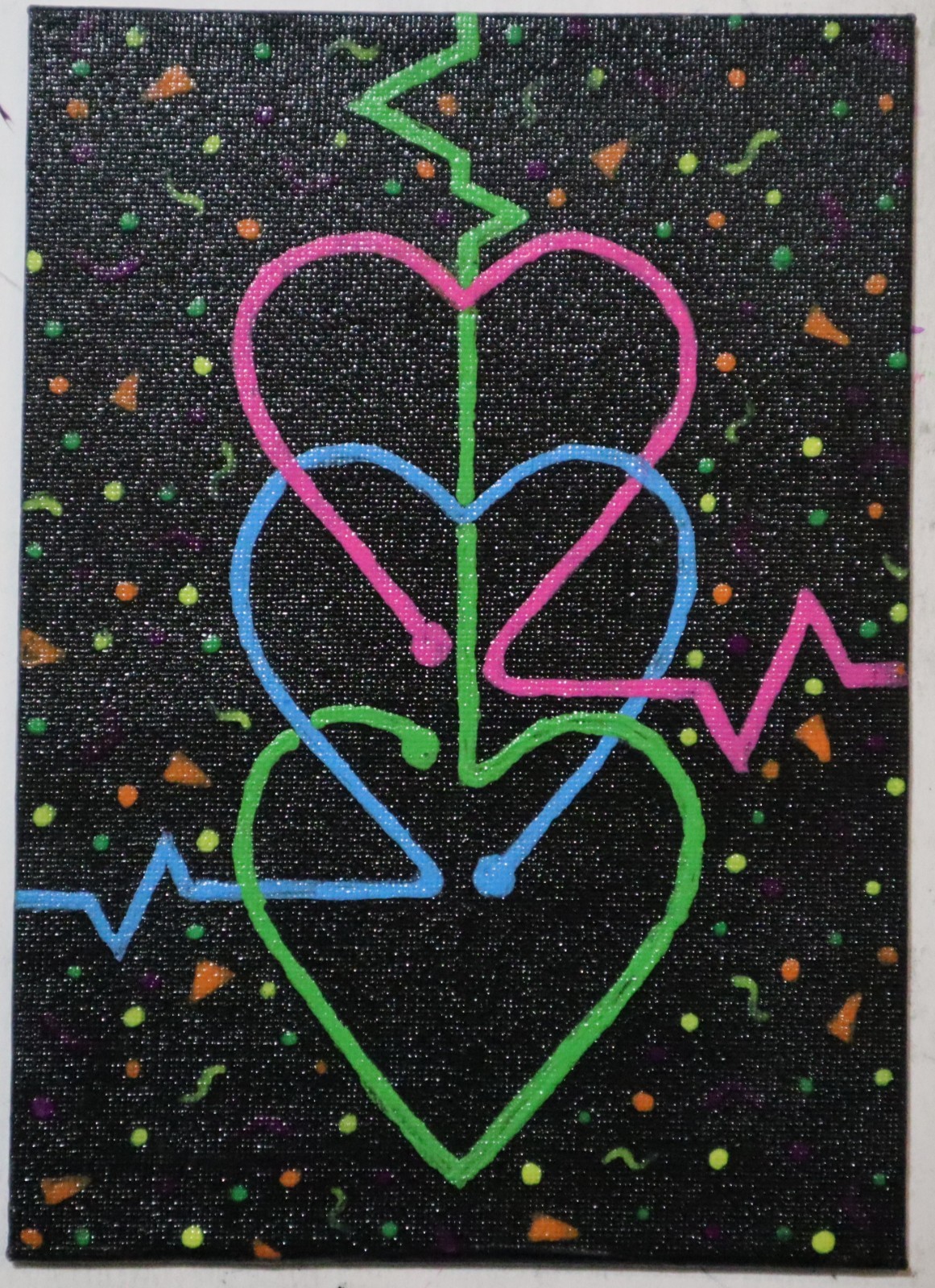 I love the 1980’s #12 – Original black light/Glow in the dark painting by Bats