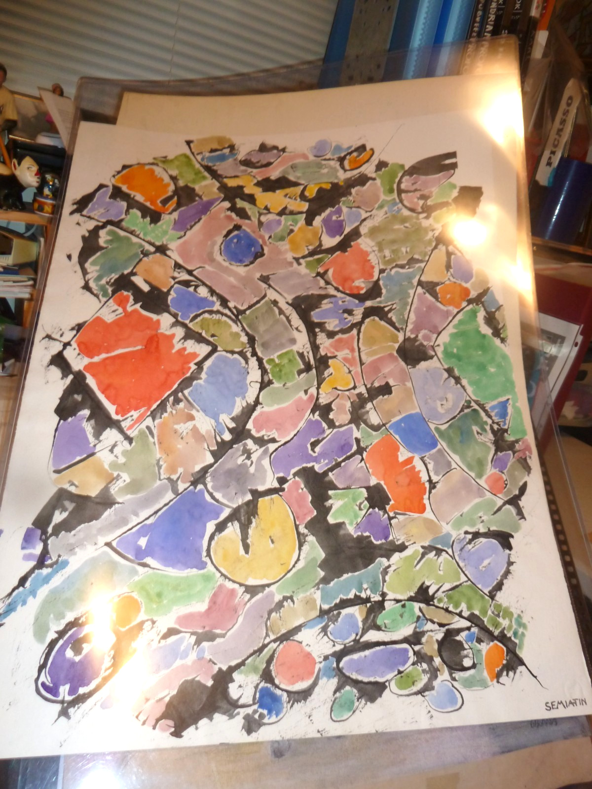 Mixed Media Abstract Expressionist Painting by Jacob Semiatin