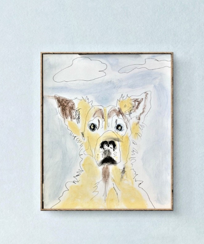 Original Contemporary Mixed Media Dog Wall Art , Holly Hammond