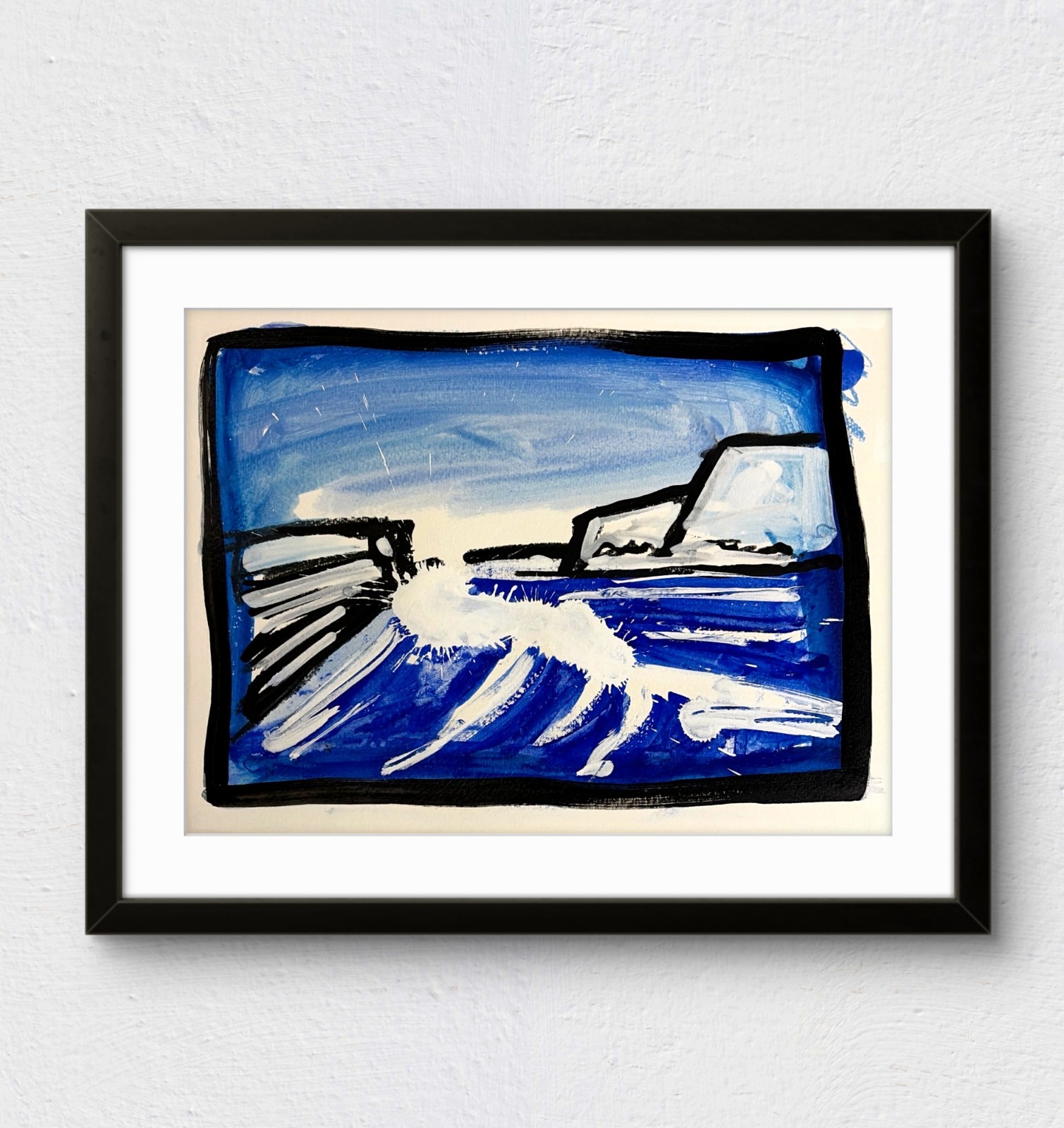 SLOOG Original Art Bold Line Modern Abstract Landscape Art 9×12 Glaciers Waves