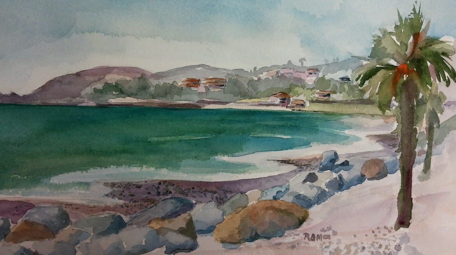 «Capo Beach» Original Watercolor Painting RAMfish Artist Palm Cove