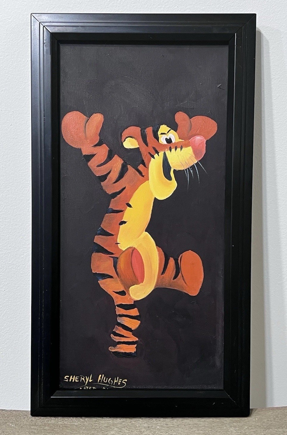 Tigger By Sheryl Hughes Painting Disney Winnie The Pooh 18×10 Framed Canvas Art