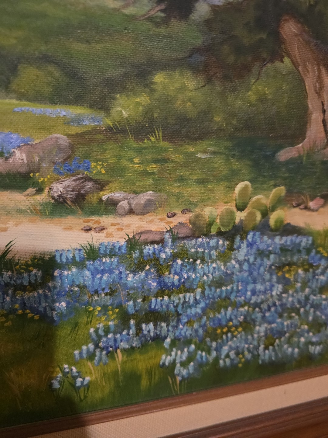 Texas Bluebonnet Hill Country Scape, D. Vornsand ’89 Oil Painting Weimar TX