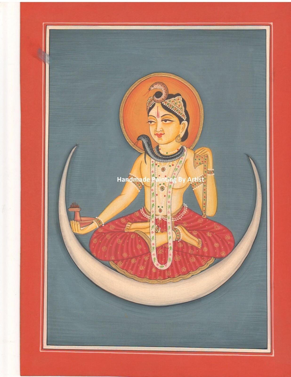Indian Miniature Painting Vedic Artwork Hind God Shiva Shankar