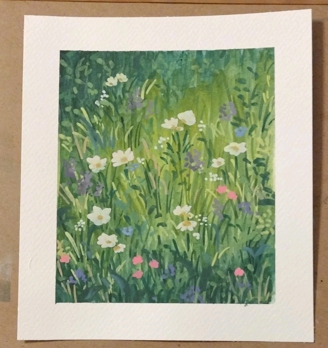 Original Gouache Daisy Flowers Painting on Paper, Floral Nature «Flowers» 9″x8″