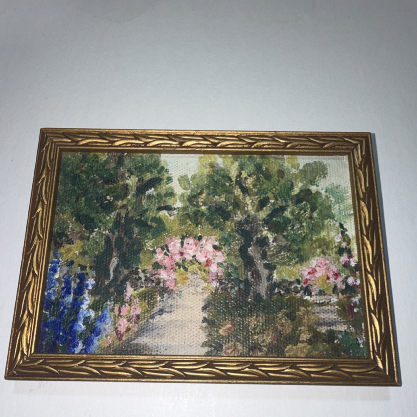 Painting Vintage Framed Garden Flowers Landscape Painting Nature Floral