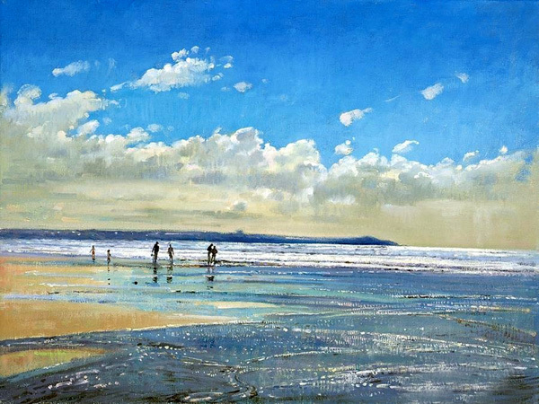 HD Canvas Print Picture Oil Painting Impression on the beach on canvas L550