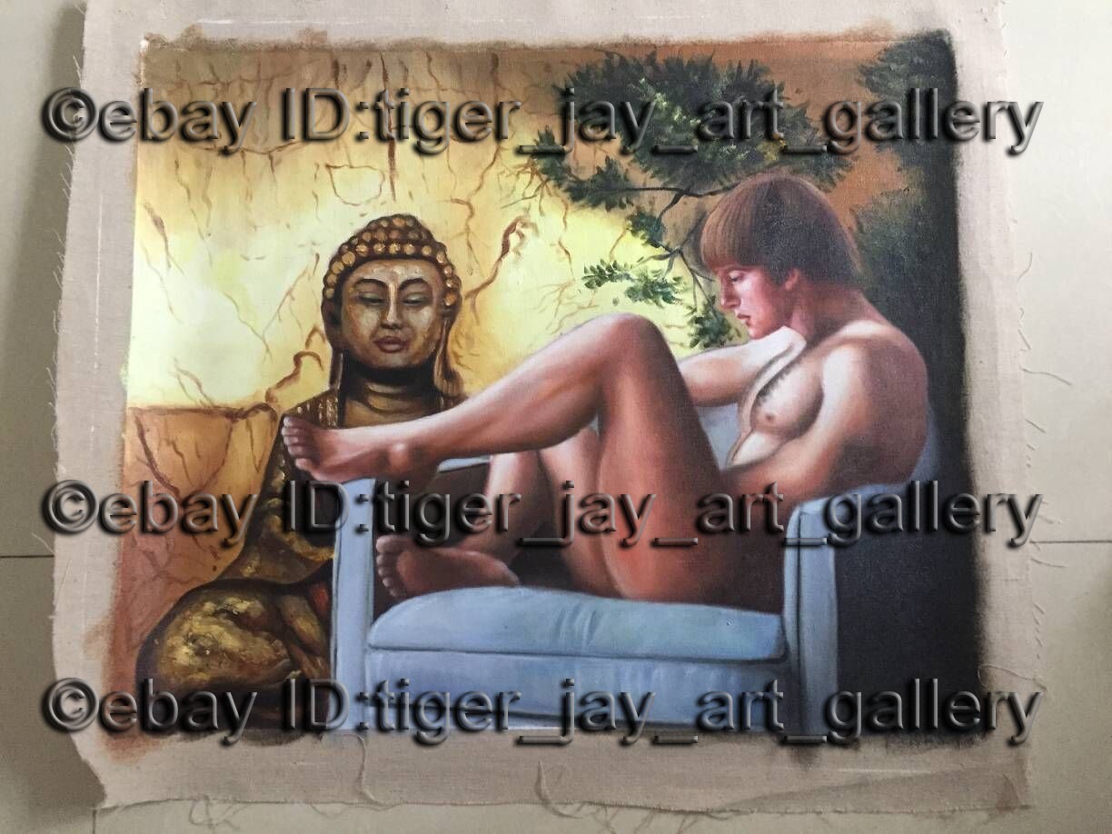 Meditation Peace Thinker Buddha and Follower Buddhist Monk Buddhism Oil Painting