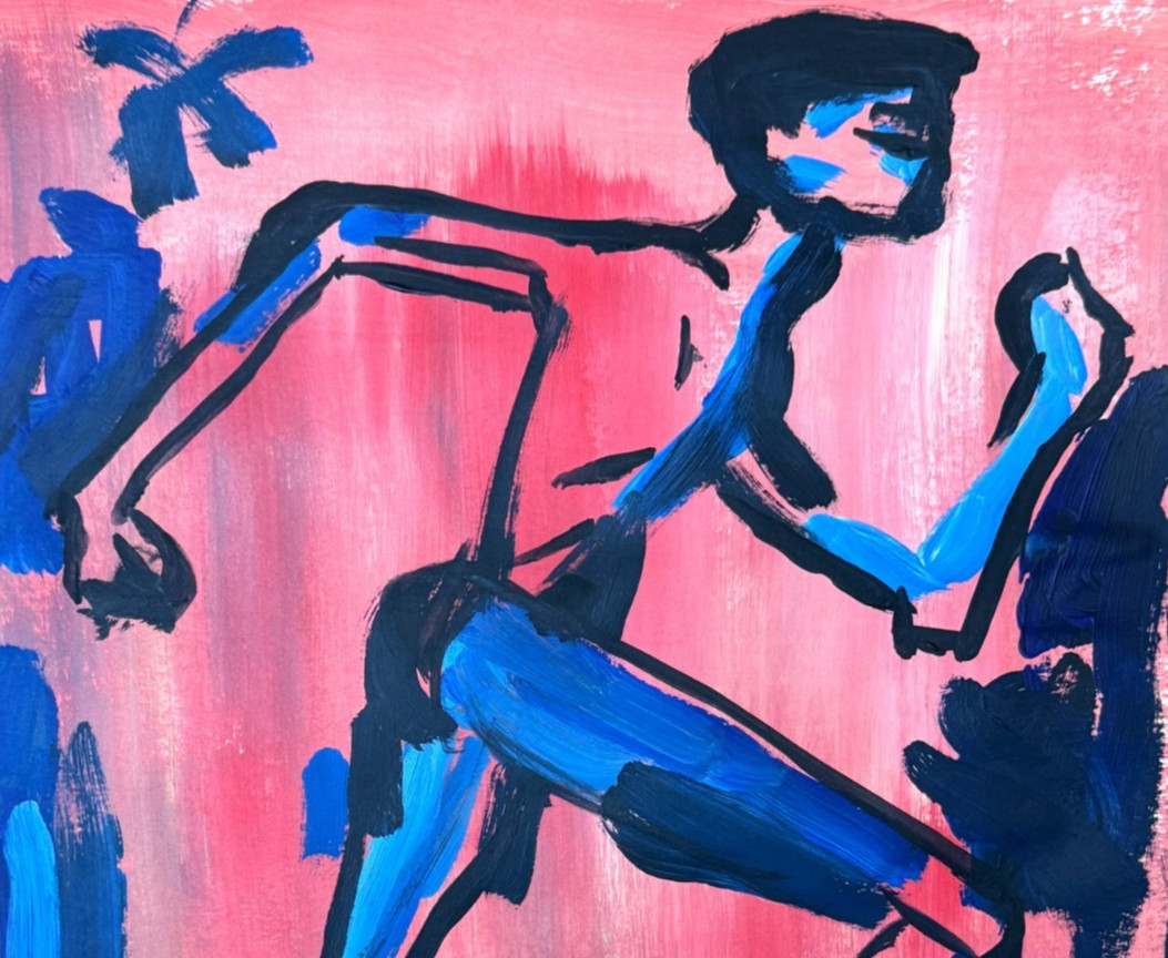 Original 11×14 Expressionist Hand Painted Signed Acrylic Paper Art Miami Maratho