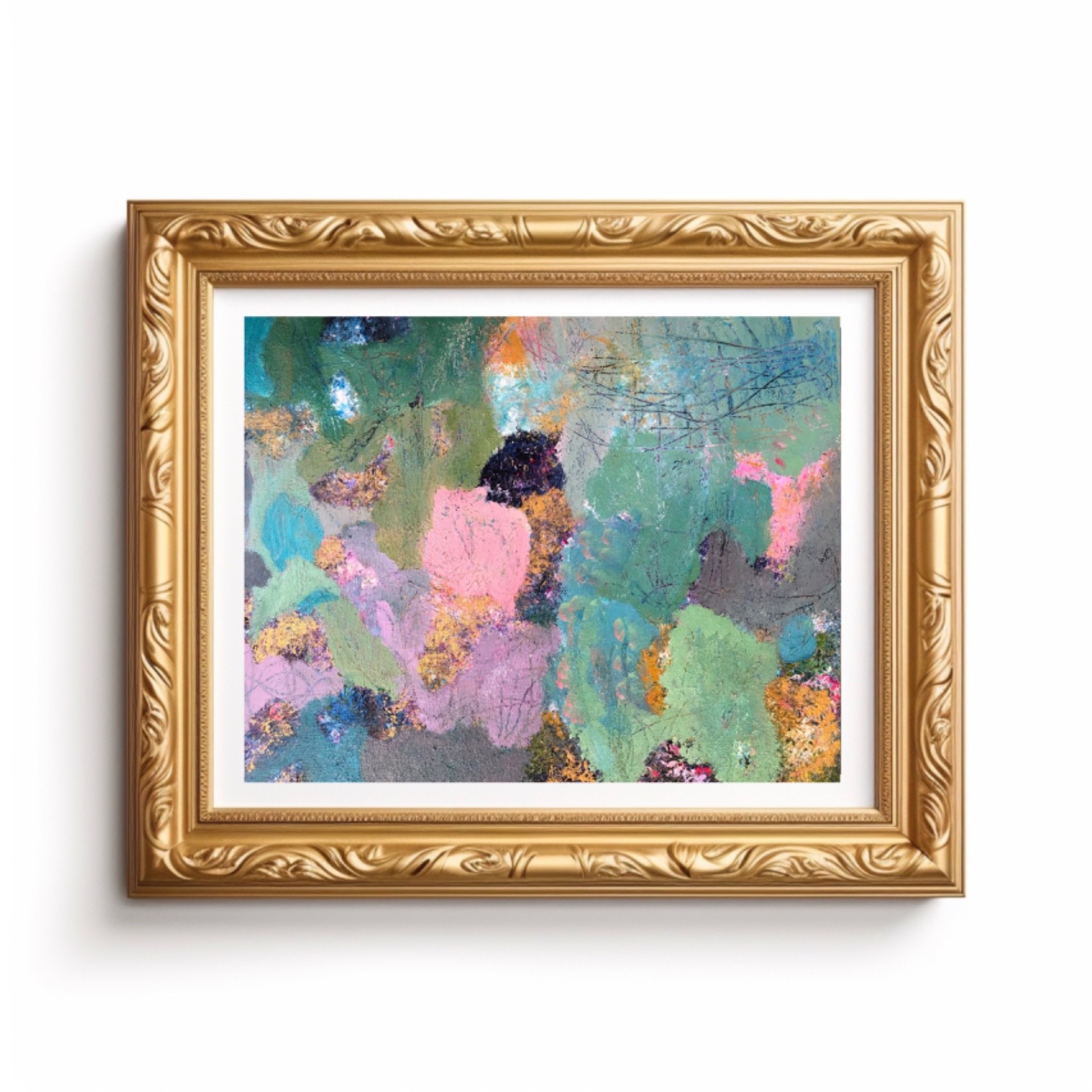 Painting Canvas Original 11″ x 14″ Contemporary Acrylic Green Art Jimarieart