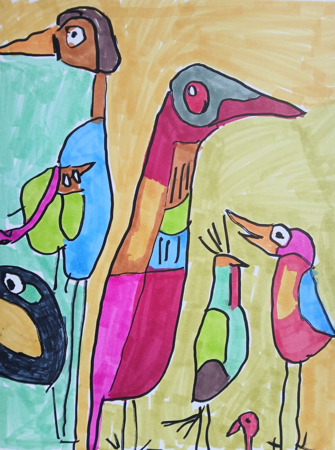 Abstract/Impressionism 9×12″ Bird Cage colorful Handmade Street Art Painting