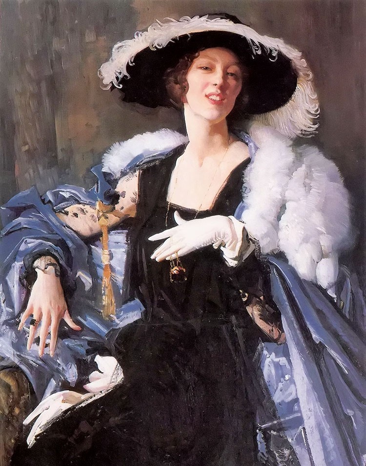Oil painting george lambert Austriathe white glove lady in nice dress noblelady