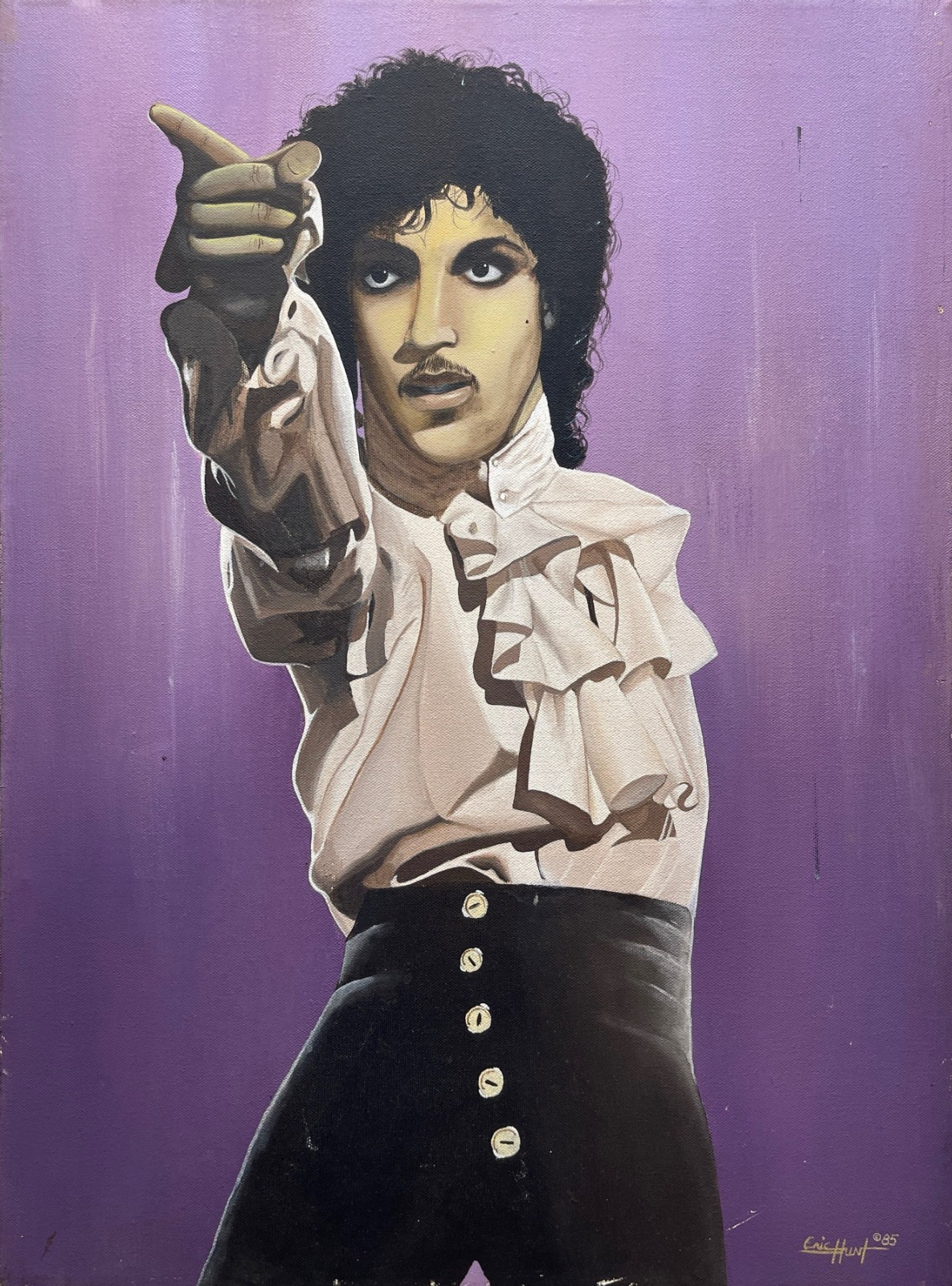 Original 1985 Vintage Painting of Pop Icon Prince Acrylic on Canvas | 18×24 ooak