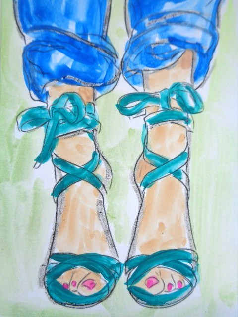 ACEO Women In Fashion – FANCY HEELS SHOES & TRENDY JEANS Painting ART