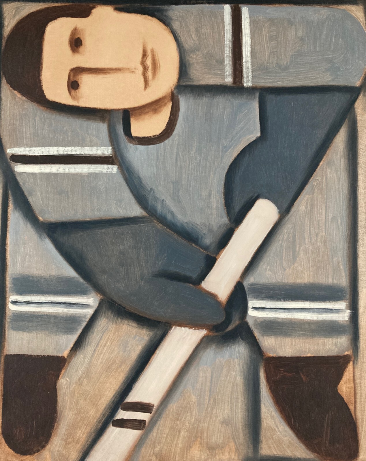 Abstract Hockey Player Wall Art Abstract Cubism Geometric Original On Canvas