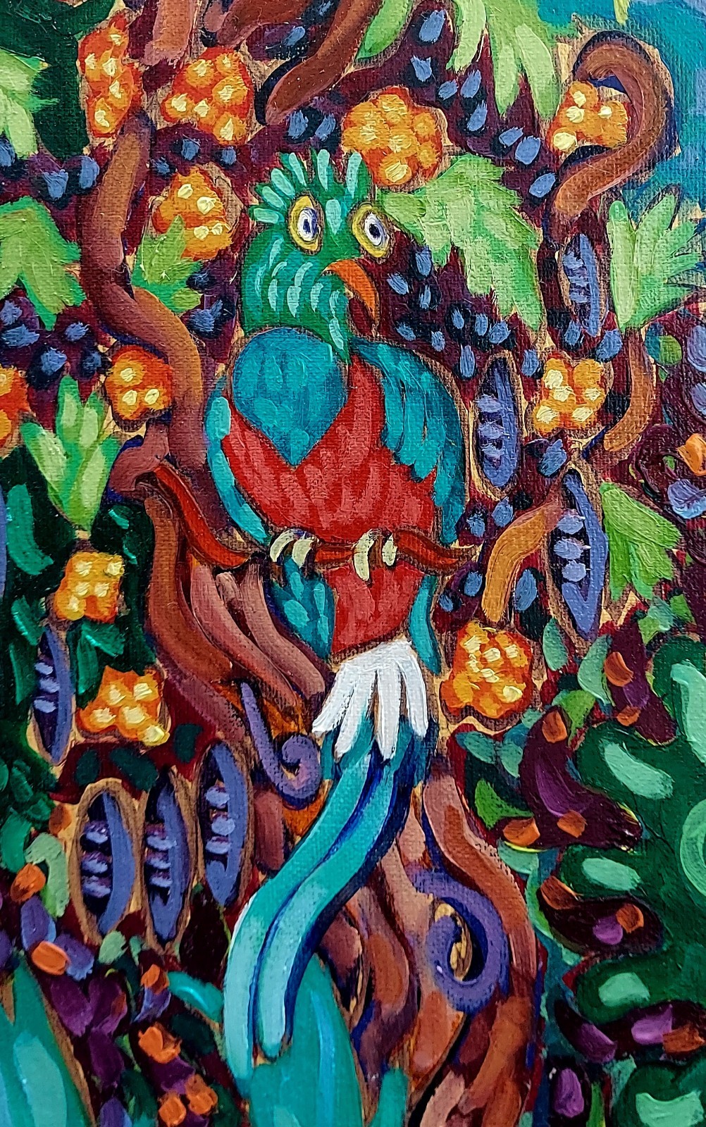 Cathy Carey Conremporary Expressive Artist 2014 Mayan Jaguar Oil On Canvas